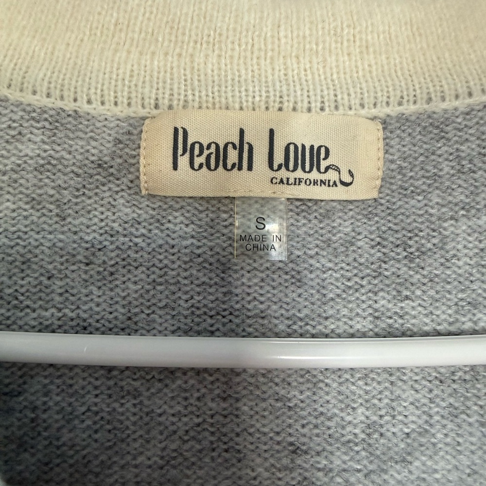 Peach Love California Striped Gray and Cream Sweater - Picture 2 of 9